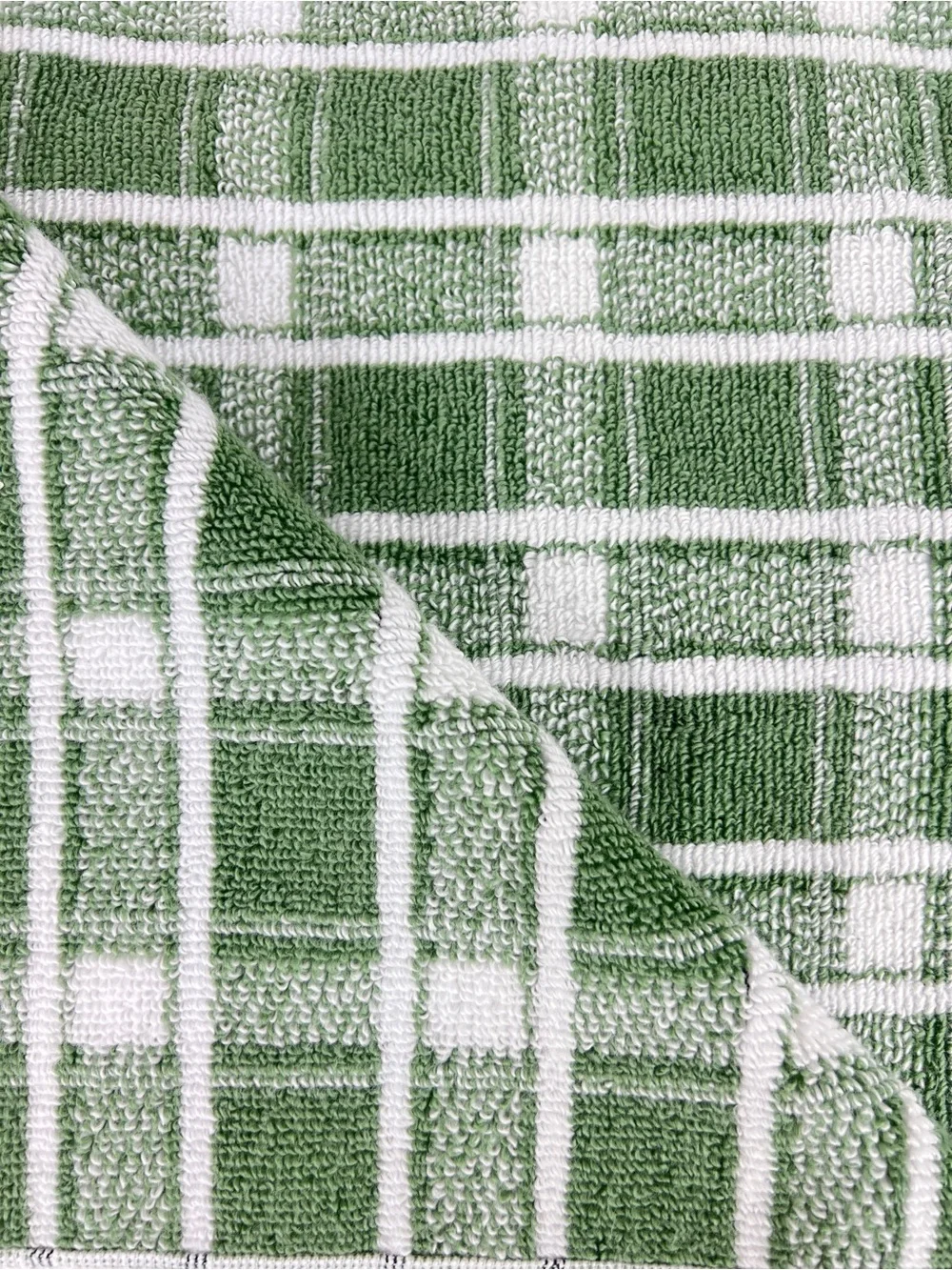Kassa Spa Kassatex Bath Towel Set Green White Black Stripe Soft Cotton 8 Pc NEW